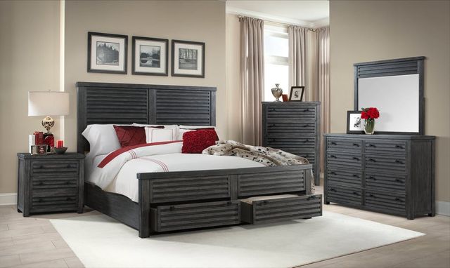 Elements International Shelter Bay Gray Complete Queen Bed-3