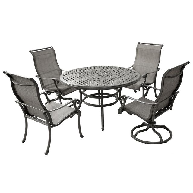 GatherCraft Harper 5 Pc Dining Set with 2 Swivel and 2 Dining Chairs -0