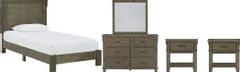 Signature Design by Ashley® Shamryn 5-Piece Grayish Brown Twin Panel Bed Set