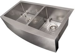 ZLINE Courchevel 36" Farmhouse Double Bowl DuraSnow® Stainless Steel Kitchen Sink