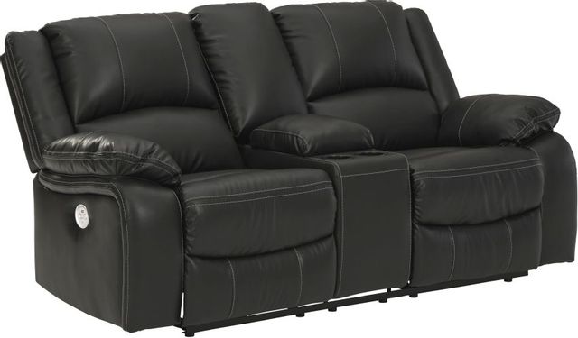 Signature Design by Ashley® Calderwell Black Double Power Reclining Loveseat with Console 0
