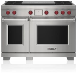 Wolf® 48" Natural Gas Stainless Steel Freestanding Dual Fuel Range and French Top