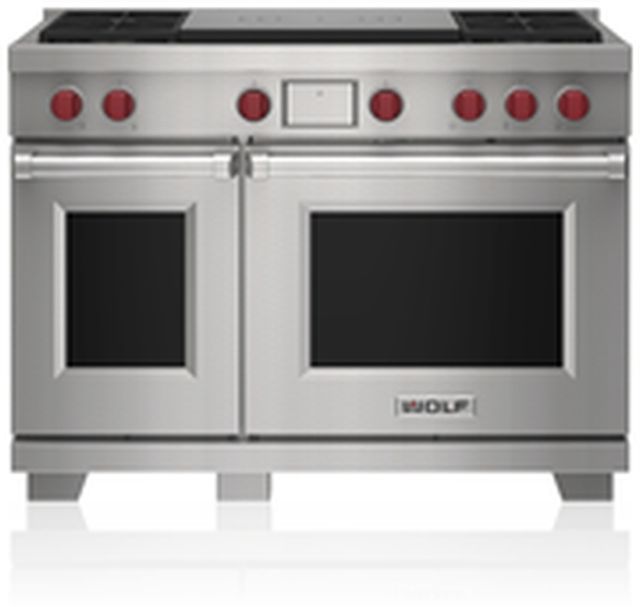 Wolf® 48" Stainless Steel Freestanding Dual Fuel Range and French Top-0