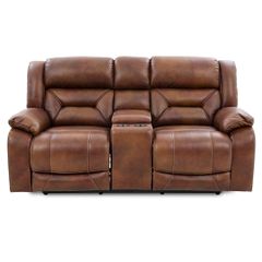 Cheers Roswell Leather Power Reclining Console Loveseat