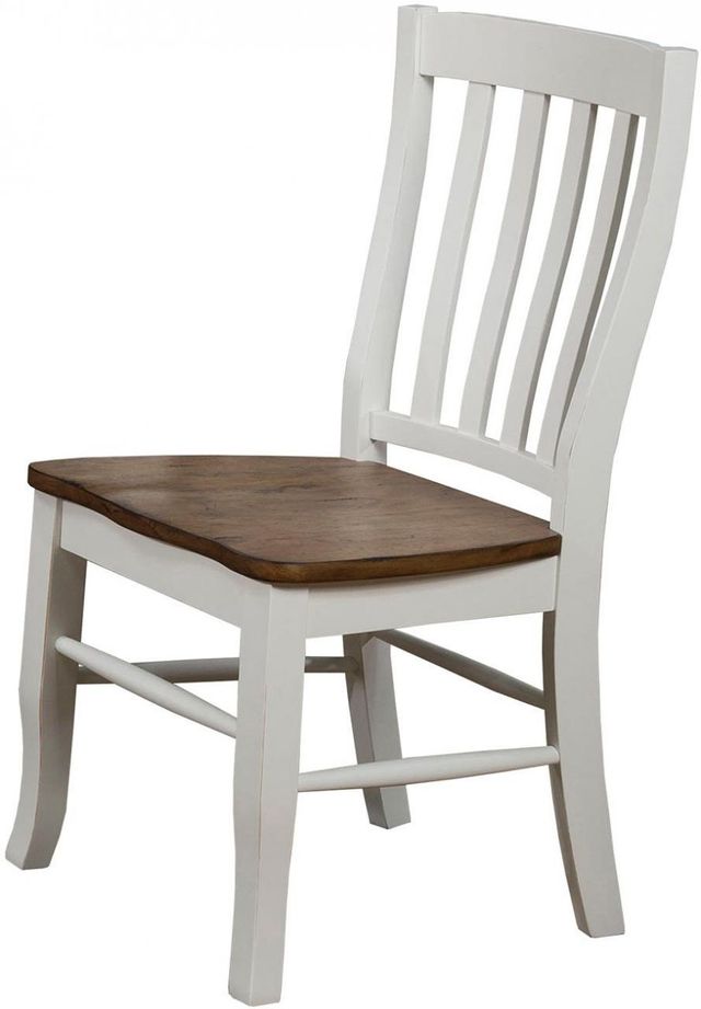 Winners Only® Pacifica Rustic Brown and White Rake Back Side Chair