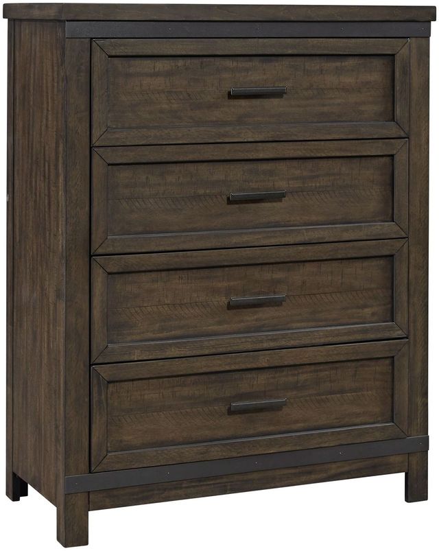 Liberty Furniture Thornwood Hills Rock Beaten Gray With Saw Cuts 4 Drawer Chest 1