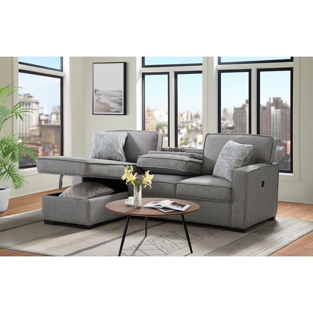 Elements International 2-Piece Caracas Sectional with Sleeper and Storage