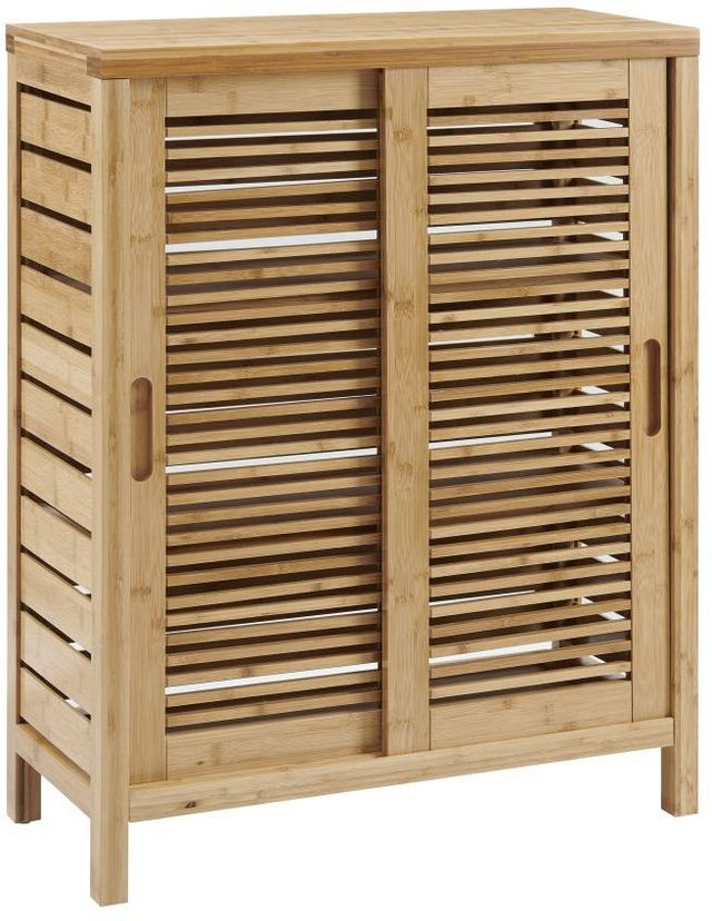 Linon Bracken 1-Door Floor Cabinet, Natural Bamboo