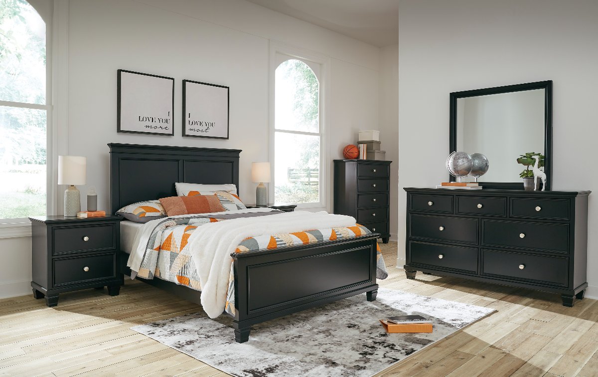 Colorfull 6 Piece Full Bedroom Set (Black)