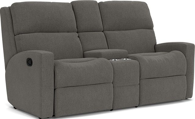 Flexsteel® Catalina Coal Reclining Loveseat with Console | Wood's Furniture