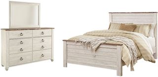 Signature Design by Ashley® 3 Piece Willowton Whitewash Queen Panel Bedroom Set