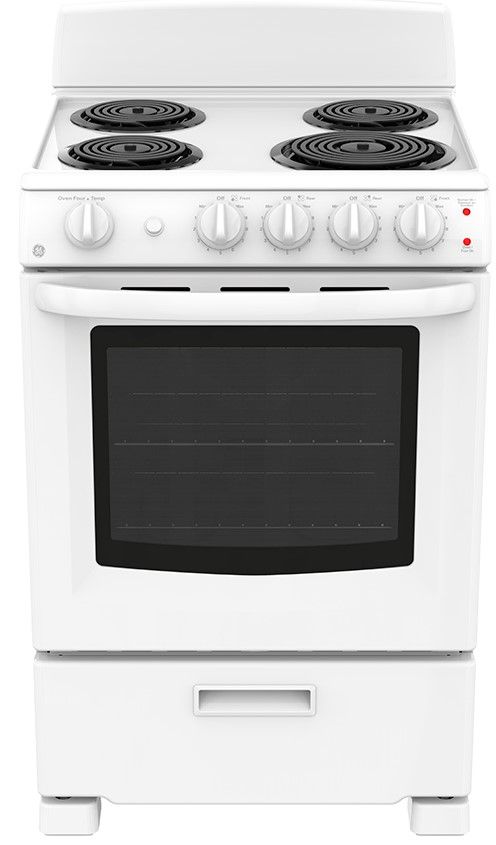 GE® 24" White Freestanding Electric Coil Range with Storage Drawer 0