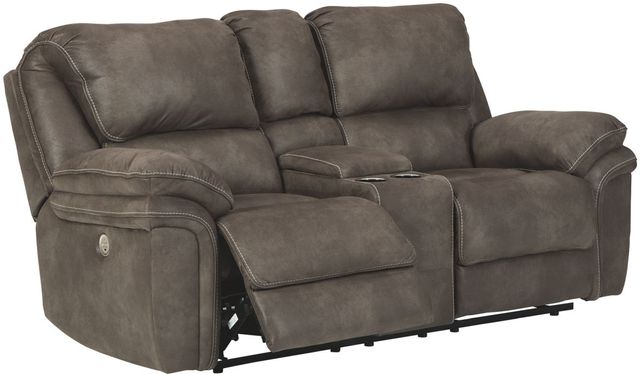 Benchcraft® Trementon Graphite Double Reclining Power Loveseat with Console 2