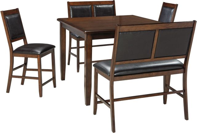 Ensemble de table hauteur comptoir rectangulaire 5 morceaux hauteur comptoir Meredy en cuir brun Signature Design by Ashley® 0