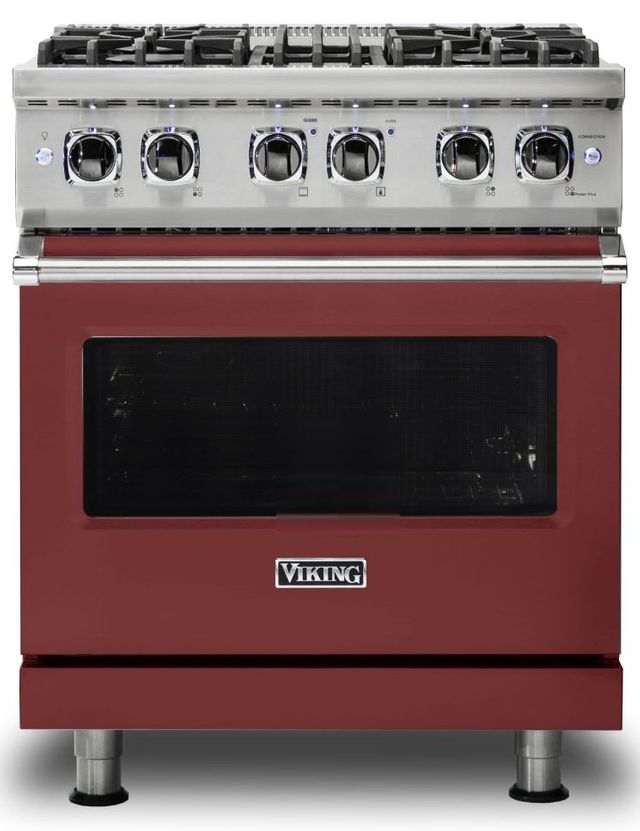 Viking® 5 Series 30" Reduction Red Pro Style Dual Fuel Natural Gas Range 0
