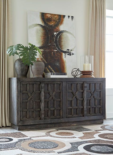 Signature Design by Ashley® Roseworth Distressed Black Accent Cabinet 4
