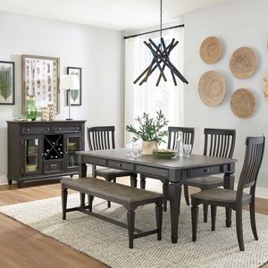 Liberty Allyson Park 6-Piece Ember Gray/Wirebrushed Black Forest Dining Table Set