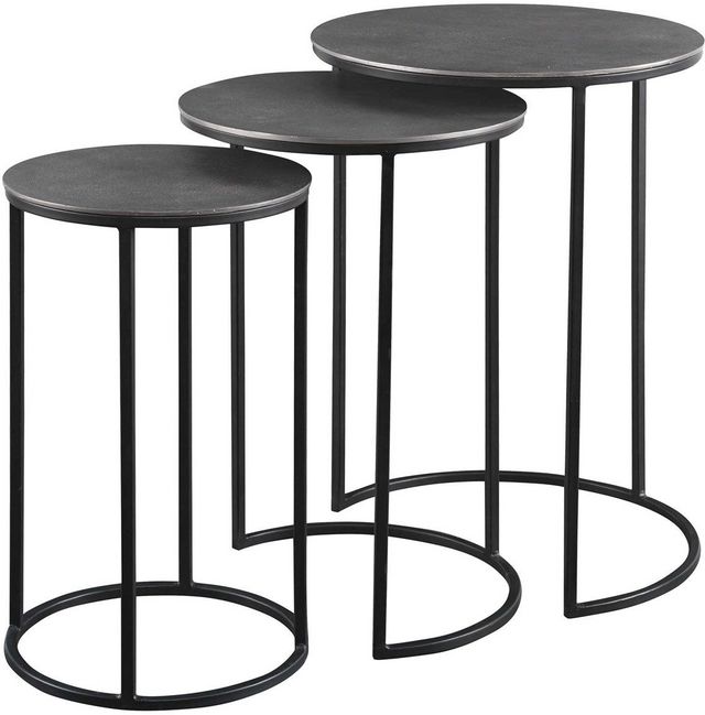 Uttermost® Erik 3-Piece Antique Nickel Nesting Table Set with Aged Black Base-0