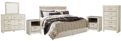 Signature Design by Ashley® Bellaby 6-Piece Whitewash King Panel Headboard Bed Set