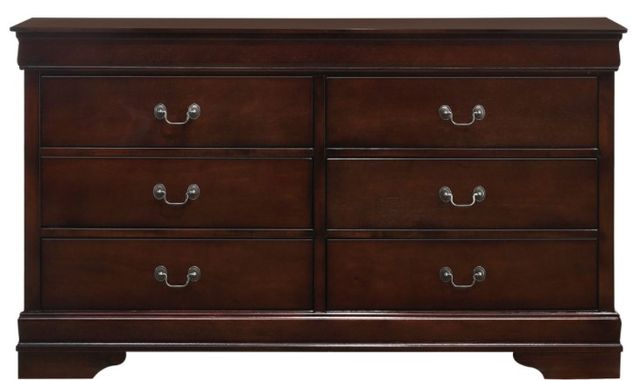 B11455DRMR by Elements - Louis Philippe 6-Drawer Dresser & Mirror in Cherry