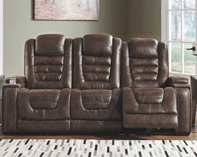 Signature Design by Ashley® Game Zone Bark Power Reclining Sofa with Adjustable Headrest 11