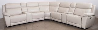 Kuka Home K-Motion 7 Piece Ivory Power Reclining Leather Sectional