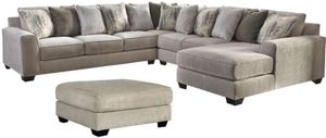 Benchcraft® Ardsley 4-Piece Pewter Sectional with Ottoman