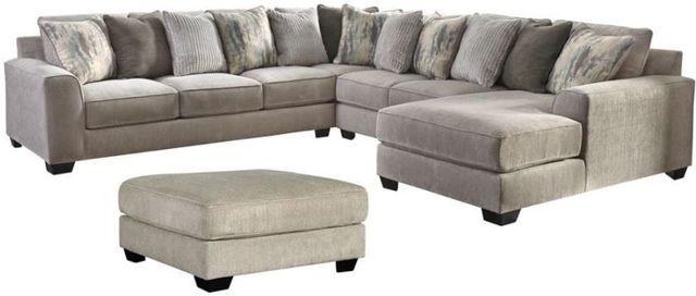 Benchcraft® Ardsley 4-Piece Pewter Sectional with Ottoman-0