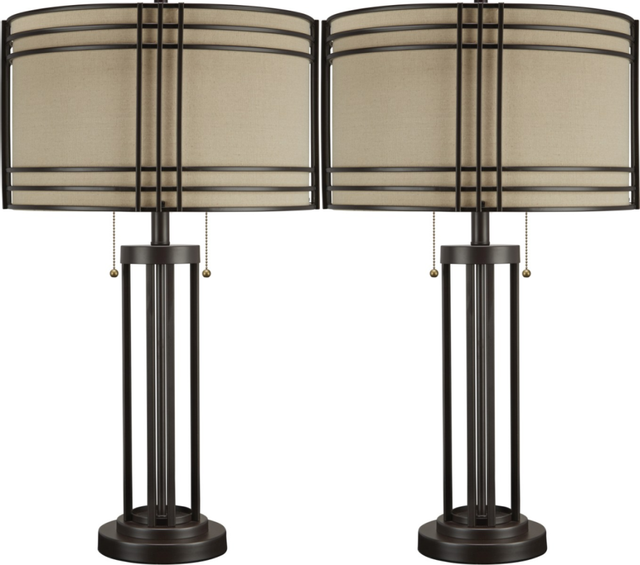 Signature Design by Ashley® Hanswell 2-Piece Dark Brown Table Lamp Set 0