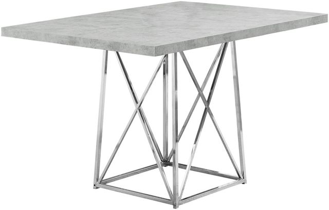 Monarch Specialties Inc. Grey Cement Top Dining Table with Chrome Base