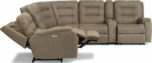 Flexsteel® Arlo Fossil Power Reclining Sectional with Power Headrests
