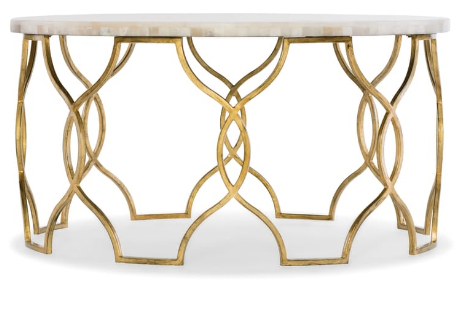 Hooker® Furniture Melange® Corrina White Onyx Top Cocktail Table with Gold Leaf Base