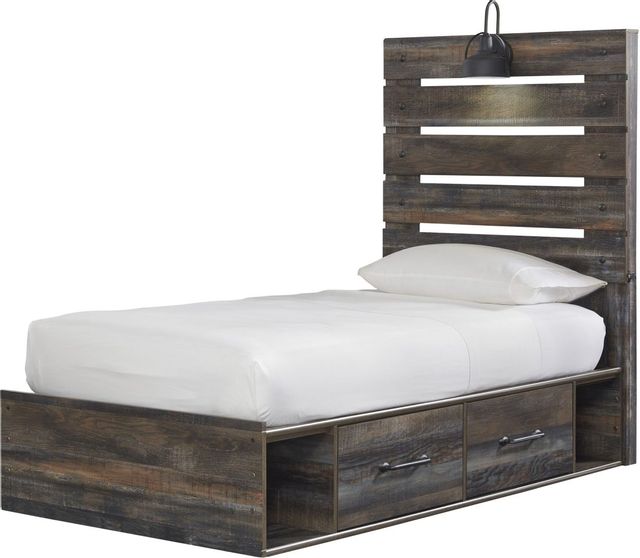 Signature Design by Ashley® Drystan Brown Twin Panel Bed with 2 Storage Drawers-1
