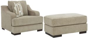 Benchcraft® Lessinger 2-Piece Pebble Chair and Ottoman Set