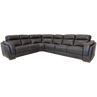 Digio Leather Brindisi 4 Piece Grey Leather Sectional