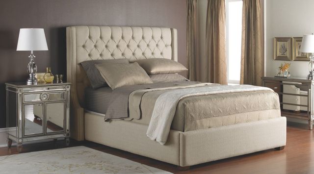 Decor-Rest® Furniture LTD 90 Beige Fabric Queen Headboard and Base 2