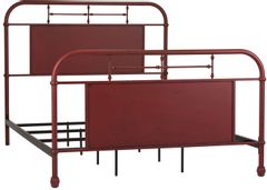 Liberty Furniture Vintage Distressed Red Queen Metal Bed