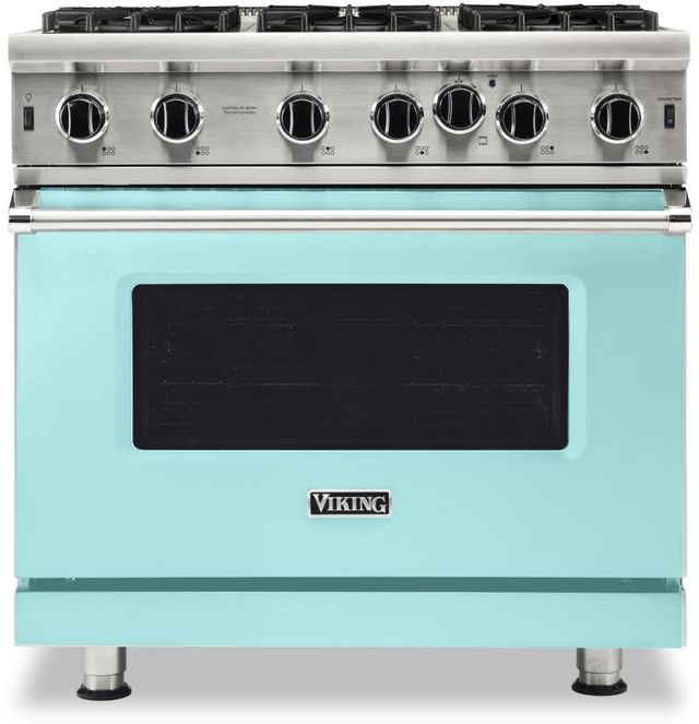 Viking® 5 Series 36" Bywater Blue Pro Style Natural Gas Range