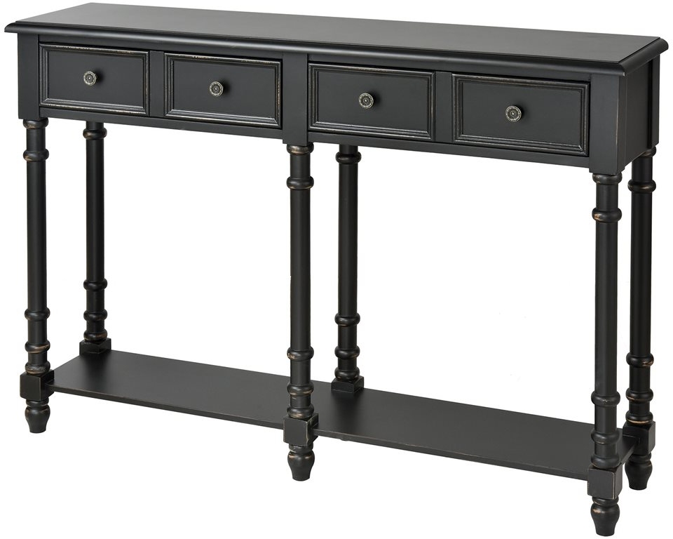 dark console table with drawers