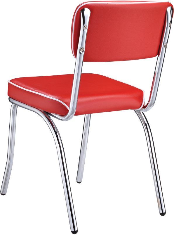 Coaster® Set of 2 Retro Red And Chrome Open Back Side Chairs 4