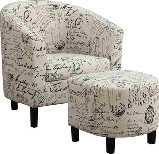 Coaster® Off White 2-Piece Upholstered Accent Chair And Ottoman
