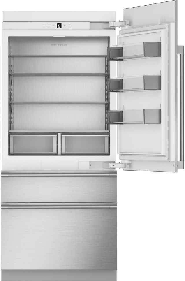 Monogram® 20.2 Cu. Ft. Stainless Steel Counter Depth Bottom Freezer Refrigerator-2