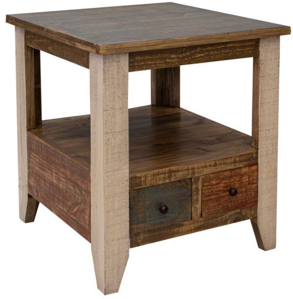 International Furniture Direct Antique Multi-Colored End Table-0