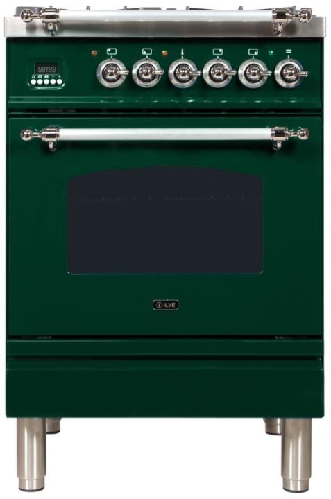 Ilve® Nostalgie Series 24" Emerald Green Free Standing Dual Fuel Natural Gas Range