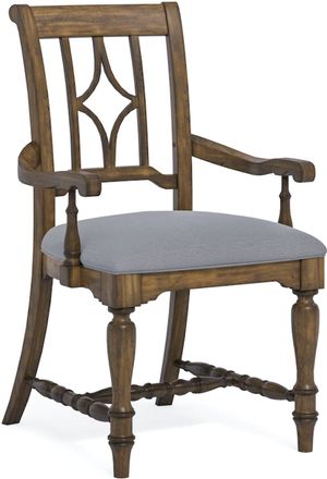 Flexsteel® Plymouth® Distressed Medium Brown Upholstered Arm Dining Chair