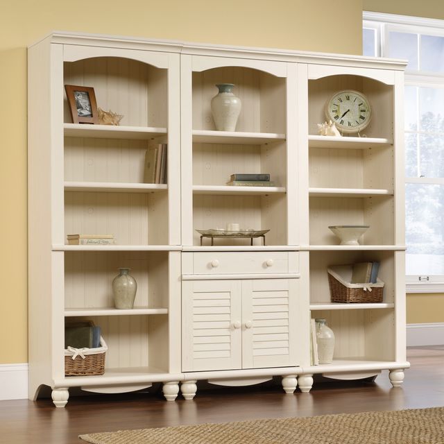 Sauder® Harbor View® Antiqued White® Library Bookcase-2