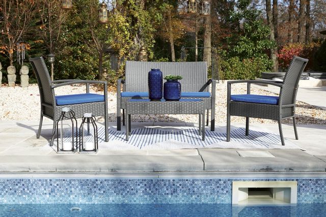 Signature Design by Ashley® Alina 4-Piece Blue/Gray Outdoor Seating Set 4