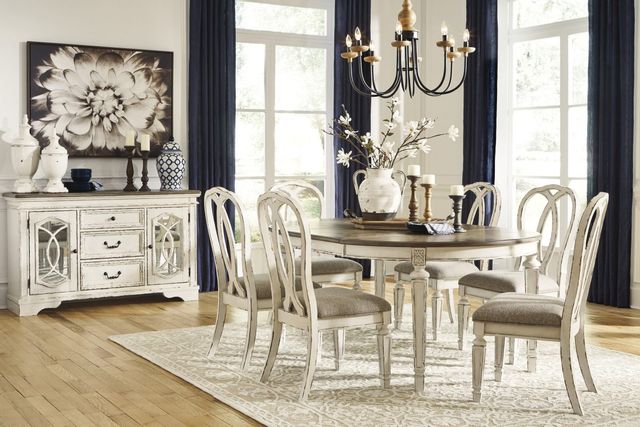 Signature Design by Ashley® Realyn Chipped White Oval Dining Room Extension Table 7