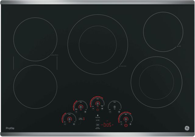 GE Profile™ Series 30" Black with Stainless Steel Electric Cooktop-PP9030SJSS-1