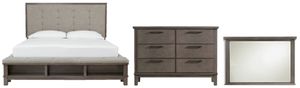 Benchcraft® Hallanden 3-Piece Gray California King Storage Panel Bed Set